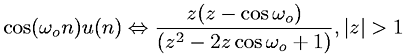 Z-transform involving the unit step function and cosine