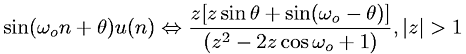 Z-transform involving the unit step function and sine