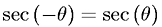 Even Symmetry Property - Secant